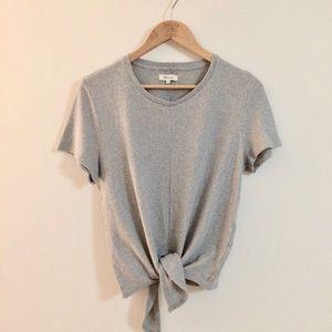 Madewell Tie-front tee - grey, size M